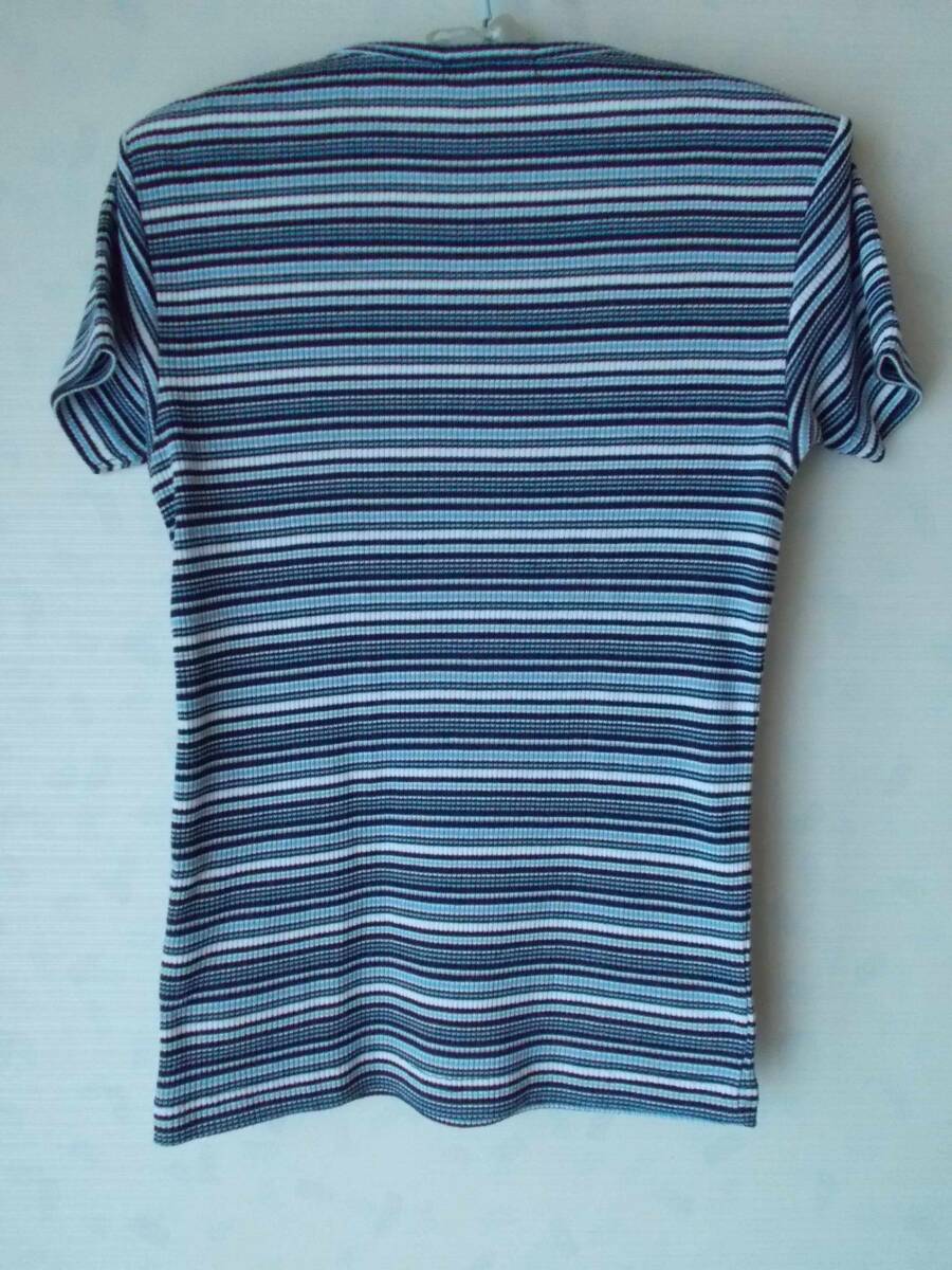 LaLivie ラリビエ レディース Tシャツ カットソー 半袖 紺ｘ白ｘグレー ボーダー