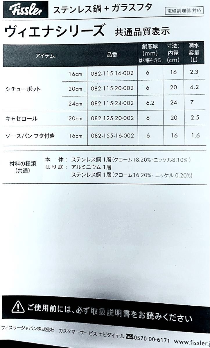 フィスラー (Fissler) 両手鍋 ステンレス 内径20cm ヴィセオ シチューポット ガラスフタ付き ガス火/IH対応耐熱 