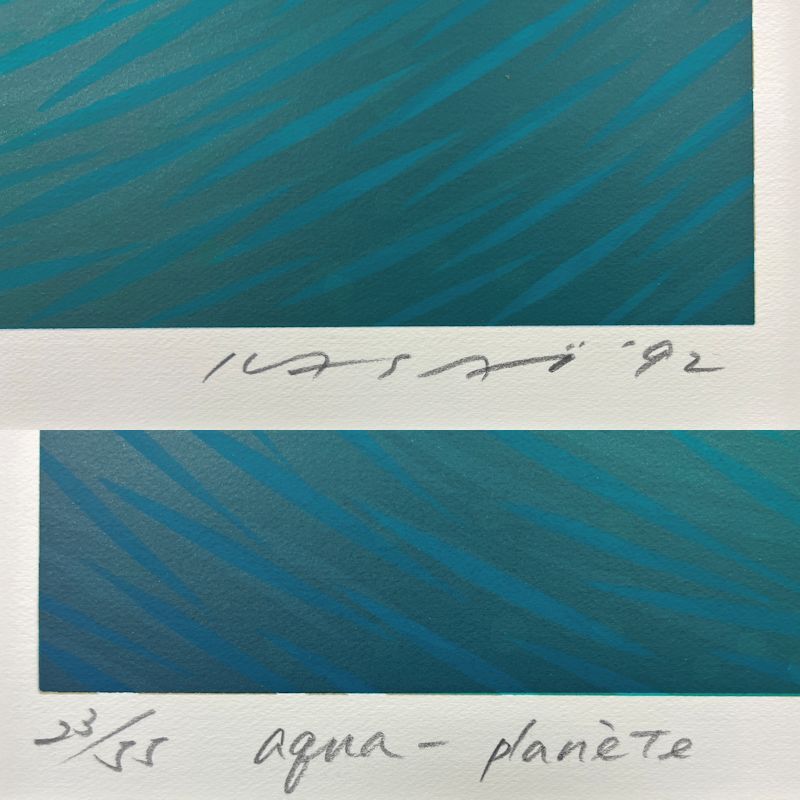 【FCP】 真作保証 笠井正博 限定シルクスクリーン32x50cm 「aqua-planete」 1992年作 個展・グループ展多数の画像3