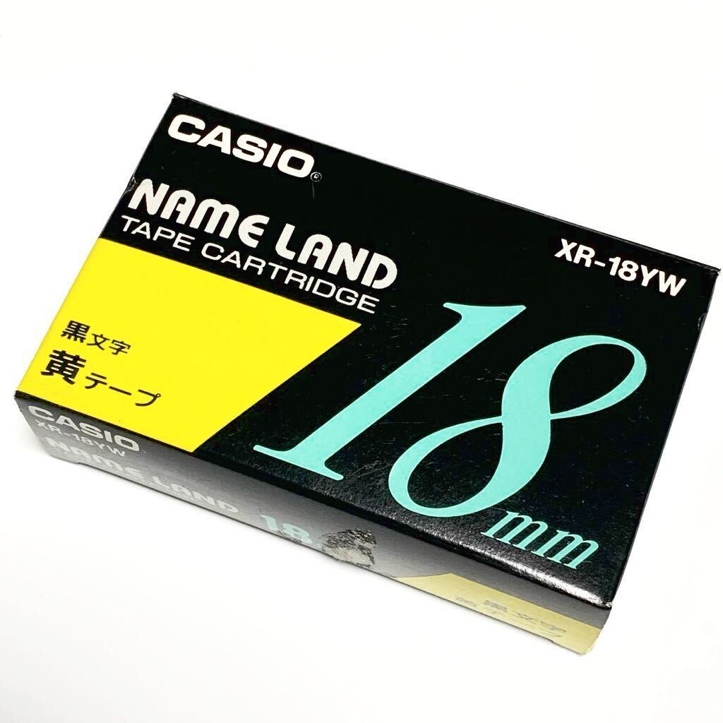 カシオ ネームランド XR-18YW テープカートリッジ 黒文字 黄テープ 18mm 未開封 旧パケ ラベル #2 【CASIO/NAME LAND/TAPE CARTRIDGE】_画像1