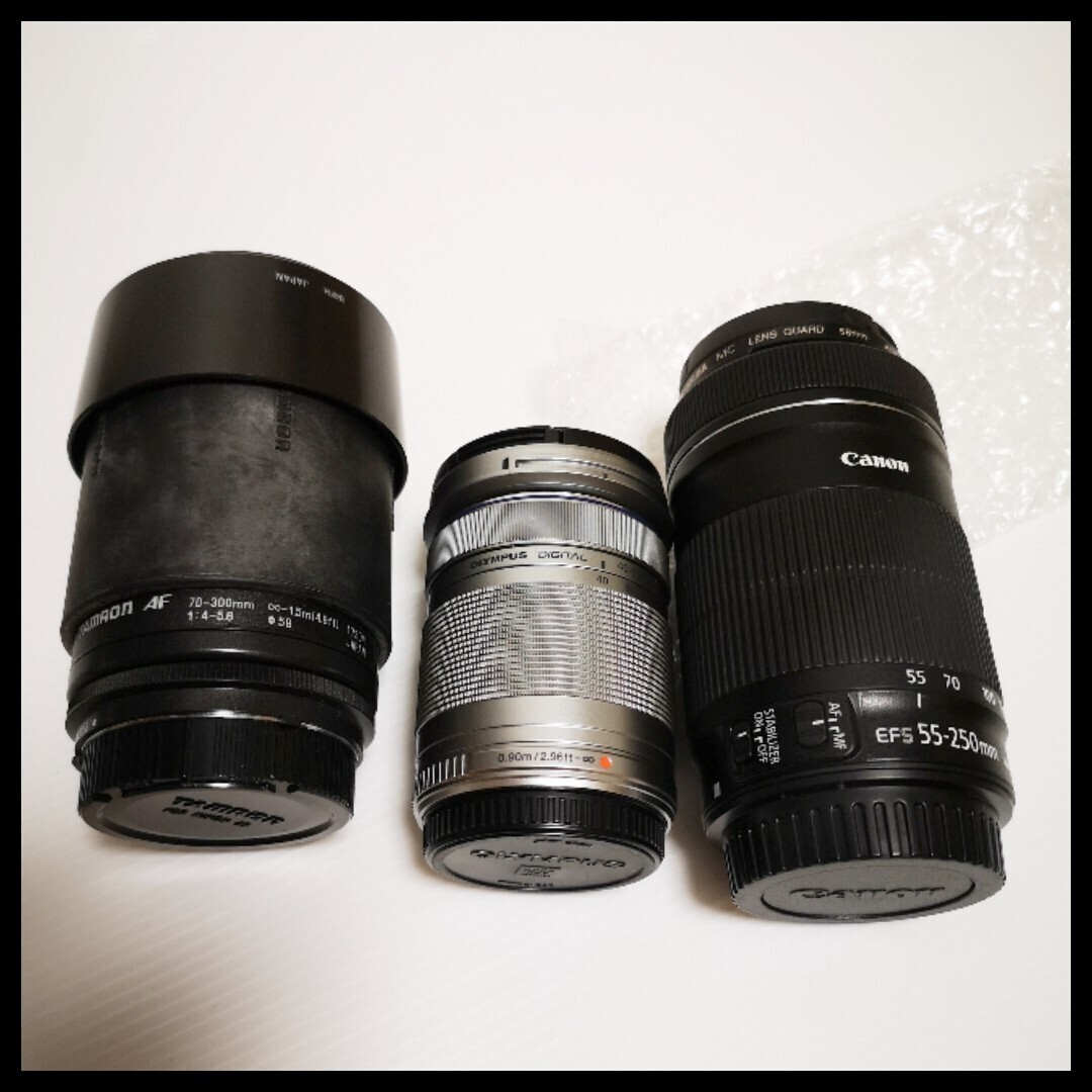 ①Canon キャノン カメラレンズ CANON ZOOM LENS EF-S 55-250㎜ 1:4-5.6 IS STM φ58㎜ レンズ ② OLYMPUS M.ZUIKO DIGITAL ED 40-150mm の画像2