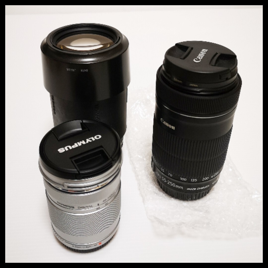 ①Canon キャノン カメラレンズ CANON ZOOM LENS EF-S 55-250㎜ 1:4-5.6 IS STM φ58㎜ レンズ ② OLYMPUS M.ZUIKO DIGITAL ED 40-150mm の画像1