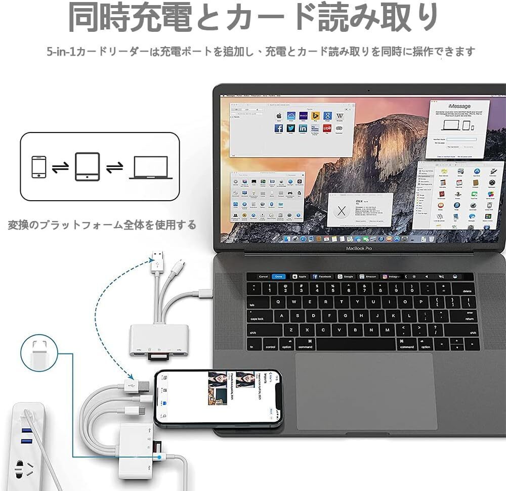 [YON-A60229268] USB-C SDカードリーダー 相互転送 SD/TFカード iPhone iPad Android Mac コンピューター カメラ_画像4