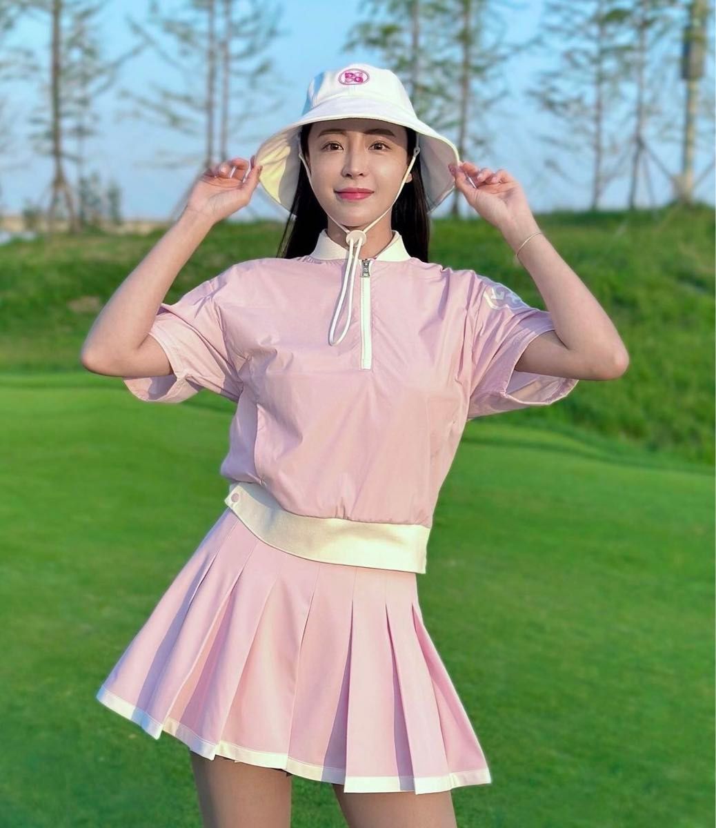 【即発送】ゴルフ ジーフォア トップス 半袖 ジャケット（ピンク）Mサイズ