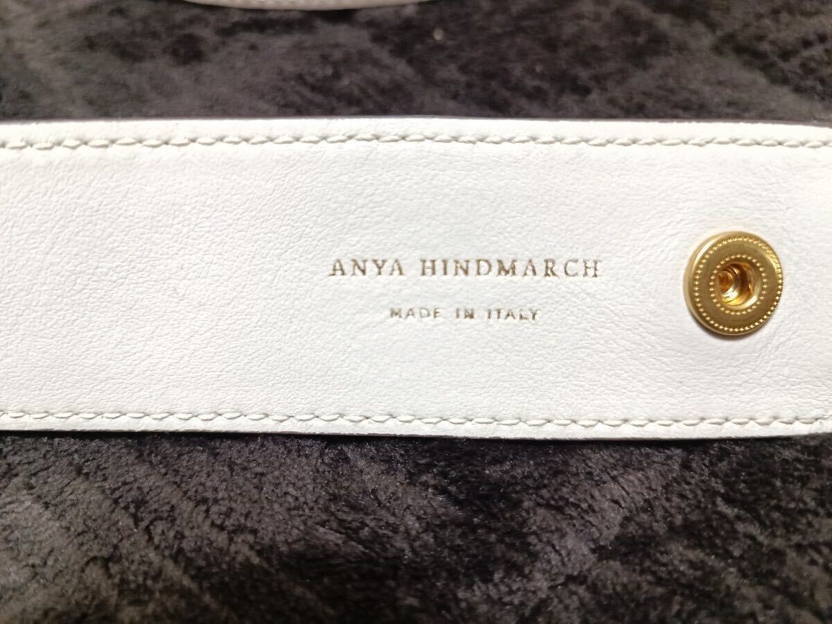 未使用 アニヤハインドマーチ ANYA HINDMARCH バッグストラップ ショルダーベルト ALL OVER STICKERS SHOULDER STRAP レザー チョーク 白_画像5