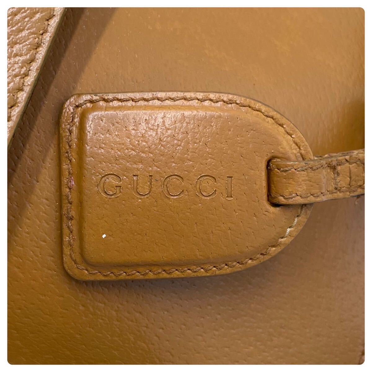 1円【極上】GUCCI グッチ ハンドバッグ トート ビジネス A4収納 シルバー金具 ロゴ型押し レザー 本革 ライトブラウン メンズ 大容量の画像10