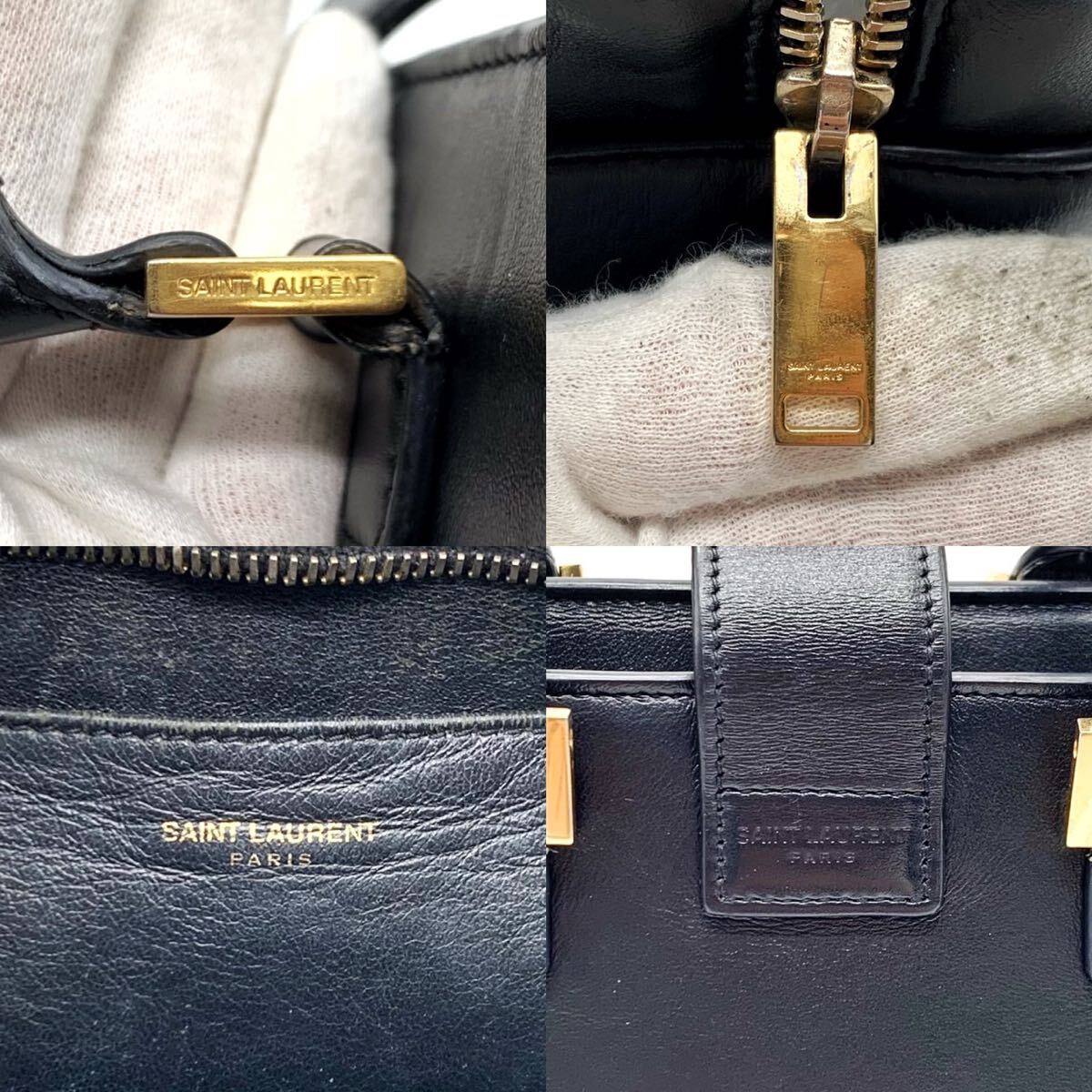 1円【最高級】YVES SAINT LAURENT イヴサンローラン ハンドバッグ トート カサンドラ YSL レザー 本革 ゴールド金具 ブラック メンズ 女性