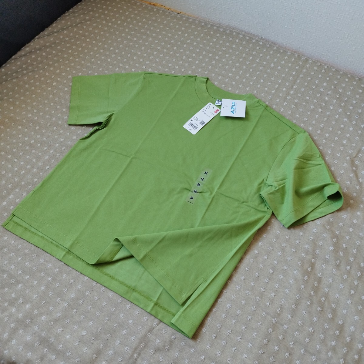 未使用 タグ付 ユニクロ UNIQLO エアリズム コットン 半袖 Tシャツ M ゆったりシルエット 身幅51 green●色違い有●ネコポ 送料無料_画像5