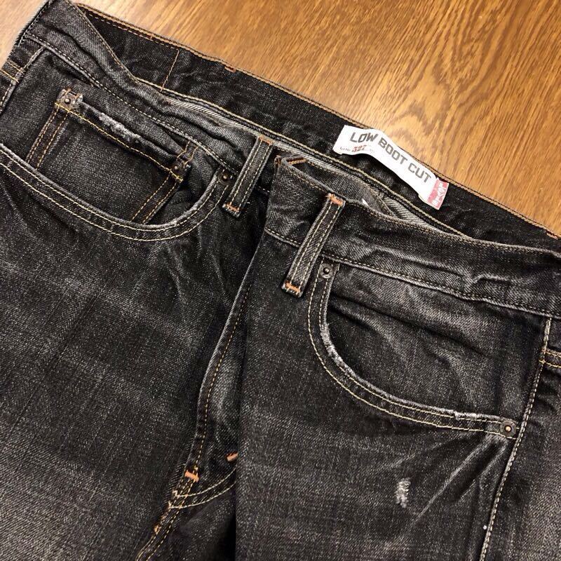 【FD127】Levi's 527 W40 L32 大きいサイズ 色落ち加工 ブーツカット ブラック ジーンズ デニムパンツ ブランド古着 リーバイス527送料無料