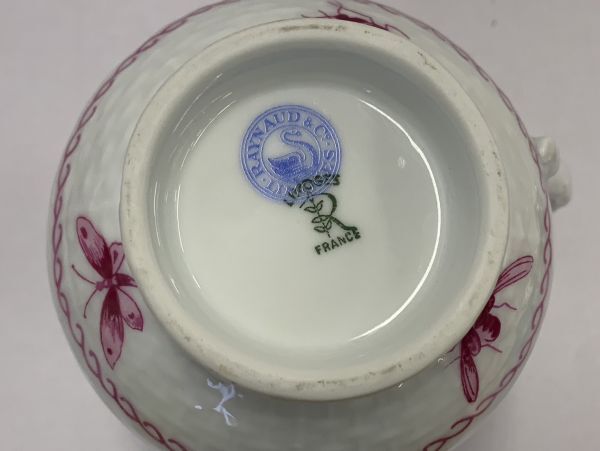 W418-I57-2033 LIMOGES リモージュ 茶器セット ミルクポット カップ＆ソーサー 6客 花柄 6客セット_画像5