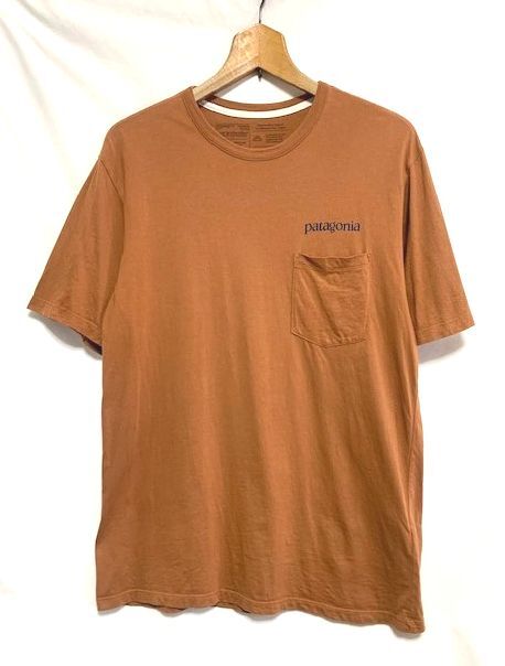 ☆20SS 美品　patagonia パタゴニア　Road To Regenerative Pocket Tee ロゴプリント ポケットTシャツ ブラウン S_画像3