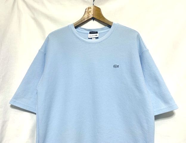 ★21SS 美品 LACOSTE × BEAUTY&YOUTH 別注 1 TONE Tee ワニワッペン カノコ生地 オーバーサイズTシャツ ライトブルー Mの画像2