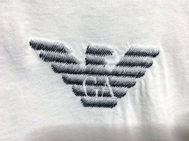 ★22SS 美品 EMPORIO ARMANI エンポリオアルマーニ イーグルロゴ刺繍 クルーネックTシャツ ホワイト Sの画像3