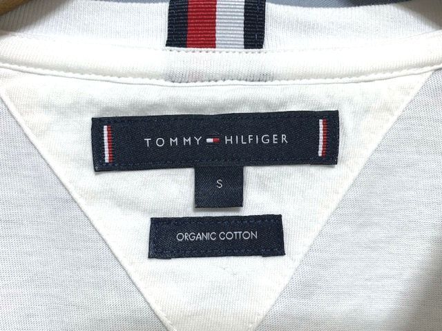 ★22SS 美品 TOMMY HILFIGER トミーヒルフィガー ロゴプリント オーガニックコットン Tシャツ ホワイト Sの画像4
