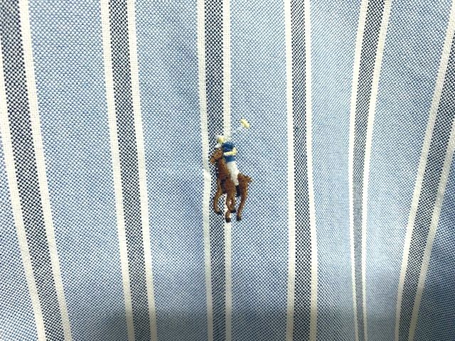 ★オールド美品　POLO RALPH LAUREN ラルフローレン　ポニー刺繍 ストライプ柄 オックスフォード ボタンダウンシャツ ライトブルー 17 1/2_画像3