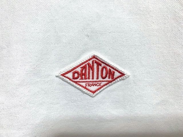 ★美品 DANTON ダントン ロゴワッペン オックスフォード ラウンドカラー プルオーバーシャツ 日本製 ホワイト 38の画像3