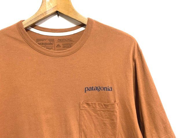 ☆20SS 美品　patagonia パタゴニア　Road To Regenerative Pocket Tee ロゴプリント ポケットTシャツ ブラウン S_画像4