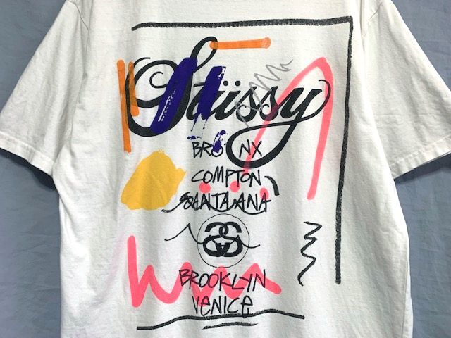 ☆美品　STUSSY ステューシー　WORLD TOUR TEE ペンキ加工 ワールドツアーTシャツ ホワイト M_画像4