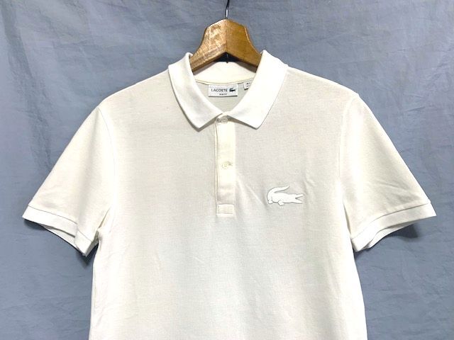 ★美品　LACOSTE ラコステ　Rubber Croc Polo ラバーデカワニ ポロシャツ ペルー製 オフホワイト FR2_画像2