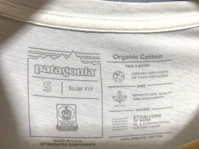 ☆USA製 美品　patagonia パタゴニア　Text Logo Organic Cotton T-Shirt ロゴプリント オーガニックコットンTシャツ ホワイト S_画像4