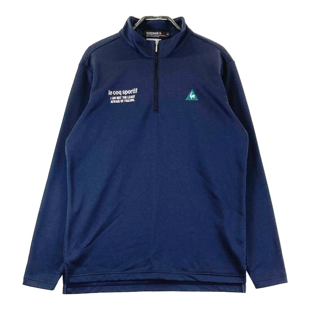 LECOQ GOLF ルコックゴルフ 裏起毛 ハーフジップ 長袖 Tシャツ ネイビー系 M [240101162532] ゴルフウェア メンズ_画像1