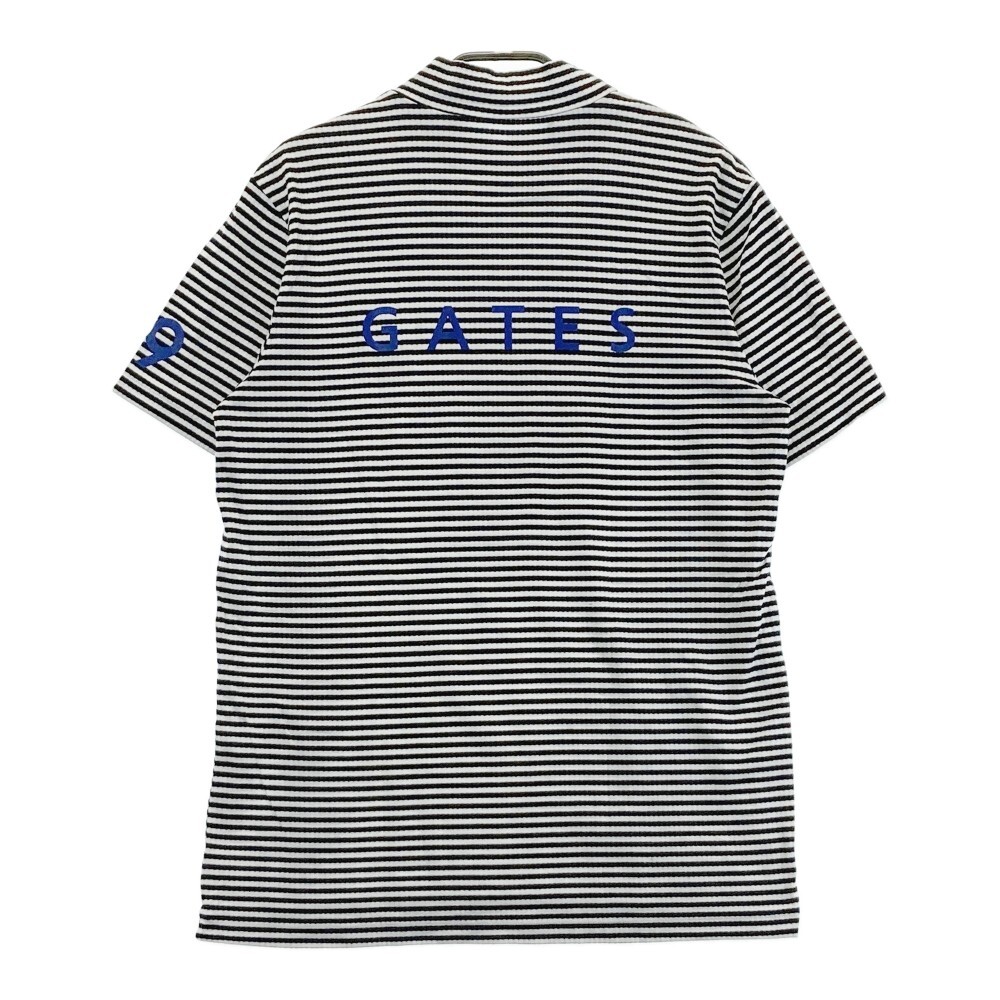 PEARLY GATES パーリーゲイツ ハイネック 半袖Tシャツ ロゴプリント ボーダー柄 ブラック系 5 [240101123798] ゴルフウェア メンズ_画像2