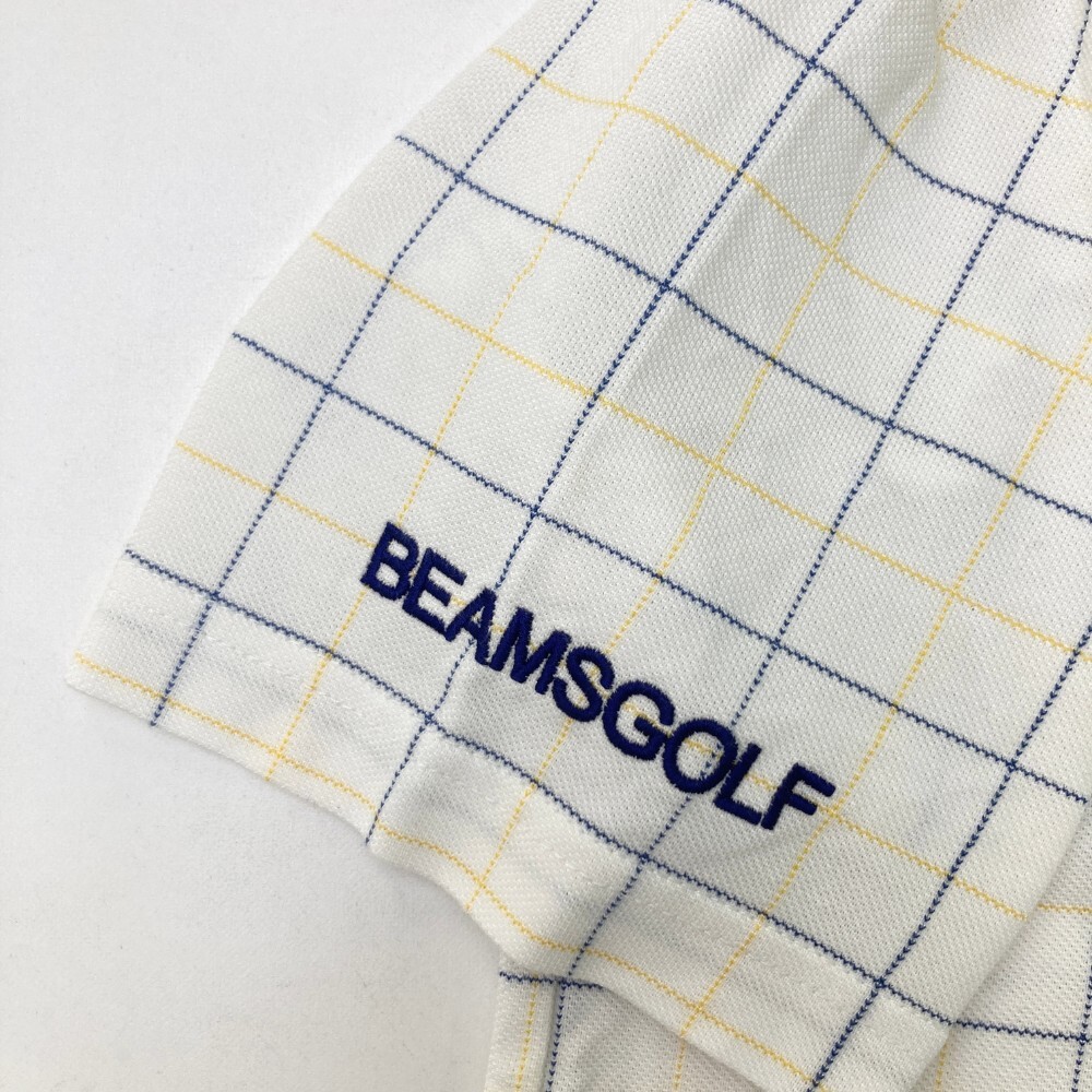 【1円】BEAMS GOLF ビームスゴルフ 半袖ポロシャツ チェック ホワイト系 S [240101113414] メンズ_画像4