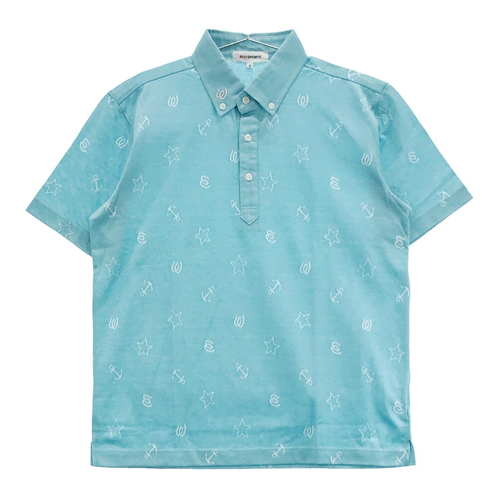[ новый товар ]M.U SPORTS M You спорт кнопка down рубашка-поло с коротким рукавом общий рисунок оттенок голубого 50 [240001789696] Golf одежда мужской 