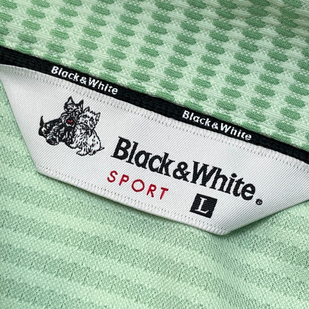 BLACK&WHITE ブラックアンドホワイト 2021年モデル 長袖ポロシャツ 総柄 グリーン系 L [240101167415] ゴルフウェア メンズの画像3