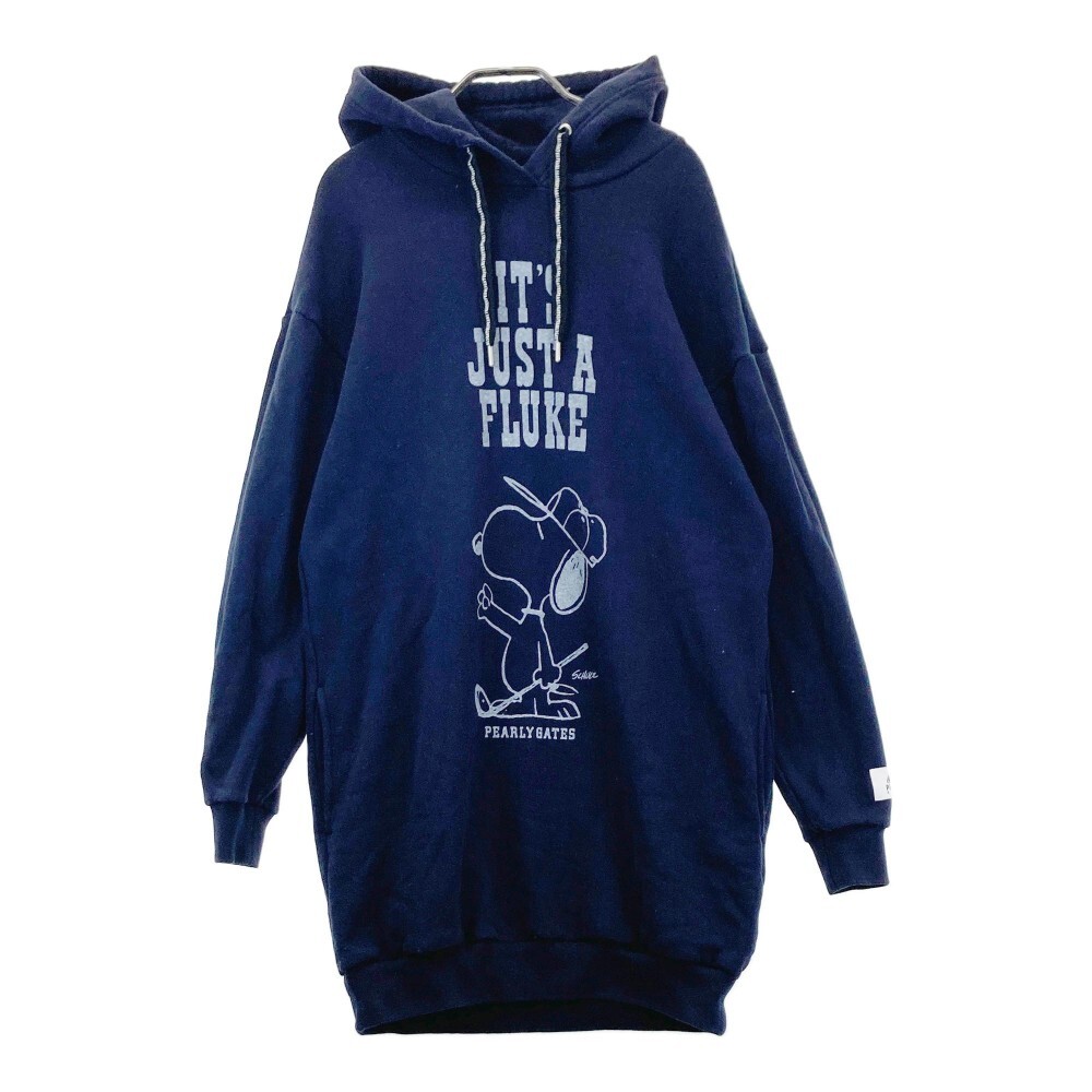 PEARLY GATES パーリーゲイツ ×PEANUTS 裏起毛 スウェットワンピース スヌーピー ブルー系 0 [240101167309] ゴルフウェア レディース