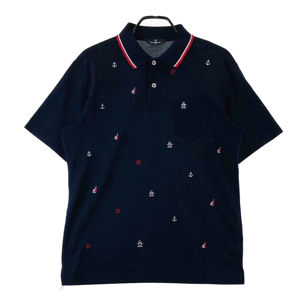 MUNSING WEAR Munsingwear wear polo-shirt with short sleeves total pattern navy series LL [240101169869] Golf wear men's 