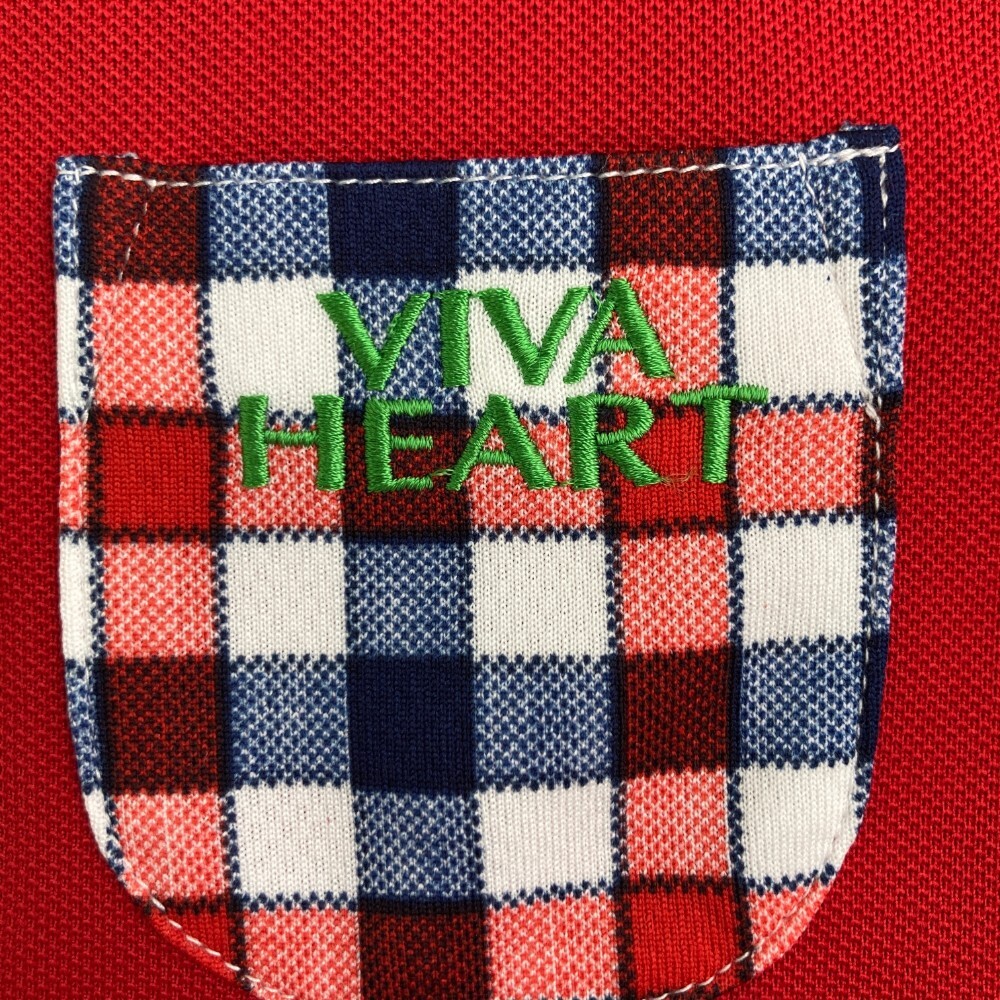 VIVA HEART ビバハート 半袖ポロシャツ ボタンダウン チェック柄 レッド系 42 [240101168203] ゴルフウェア レディース_画像3