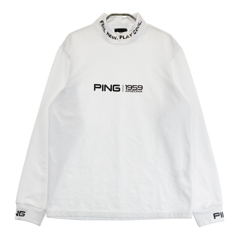 PING ピン 2023年モデル ハイネック長袖 Tシャツ ホワイト系 M [240101171836] ゴルフウェア メンズ_画像1