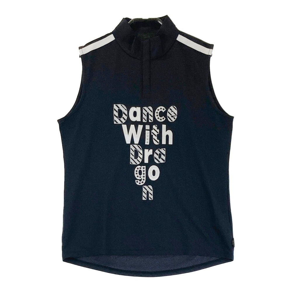 DANCE WITH DRAGON ダンスウィズドラゴン ノースリーブシャツ 刺繍　ロゴ ブラック系 3 [240101170837] ゴルフウェア レディース_画像1