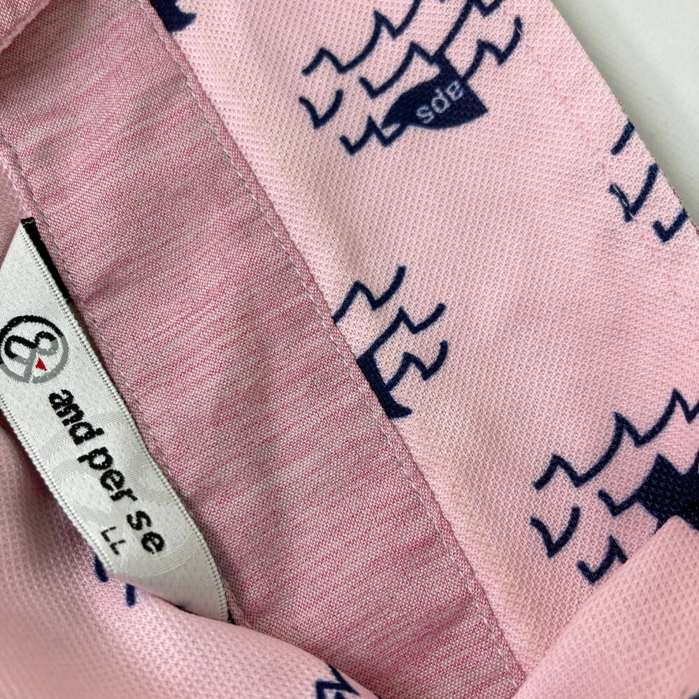 【1円】AND PER SE アンパスィ 半袖ポロシャツ 総柄 ピンク系 LL [240101105078] メンズの画像8