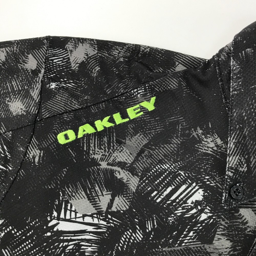 【1円】OAKLEY オークリー 半袖ポロシャツ ボタンダウン 総柄 ブラック系 M [240101124264] メンズの画像3