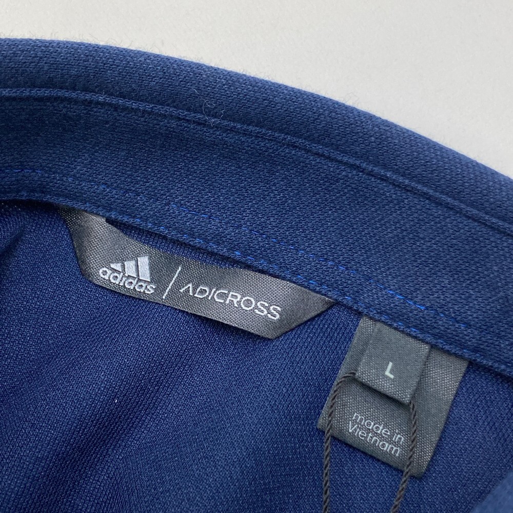 【1円】【新品】ADIDAS GOLF アディダスゴルフ ADICROSS 半袖ポロシャツ プリーツ切替 ボタンダウン ネイビー系 L [240101136242]の画像3