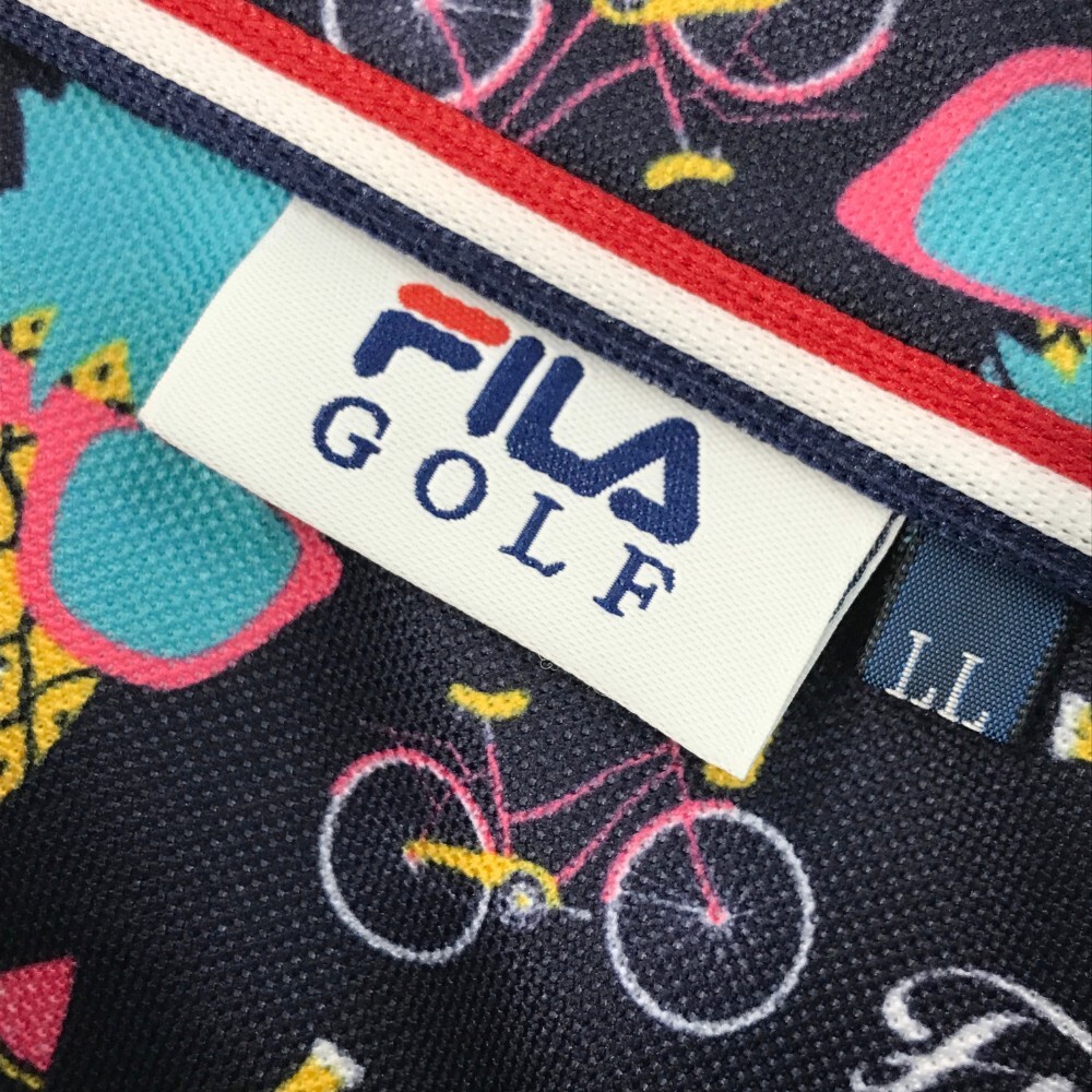 FILA GOLF フィラゴルフ 半袖ポロシャツ ボタンダウン 総柄 ネイビー系 LL [240101179579] ゴルフウェア メンズ_画像4