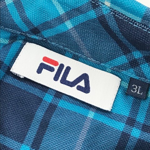 【1円】FILA GOLF フィラゴルフ 長袖シャツ チェック柄 ブルー系 3L [240101015231] メンズ_画像5