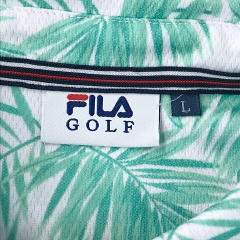 【1円】FILA GOLF フィラゴルフ 半袖ポロシャツ ボタンダウン リーフ柄 グリーン系 L [240101018263] メンズ_画像4