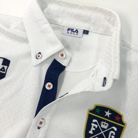 【1円】FILA GOLF フィラゴルフ 半袖ポロシャツ ボタンダウン チェック柄 ホワイト系 L [240101024634] メンズ_画像4