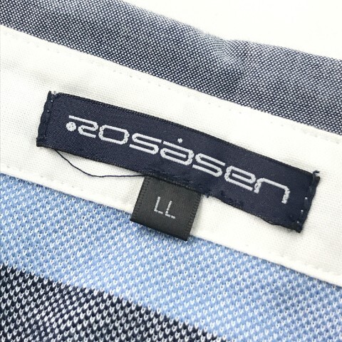 【1円】ROSASEN ロサーセン 半袖ポロシャツ 刺繍 ボーダー ネイビー系 LL [240001861044] メンズ_画像6