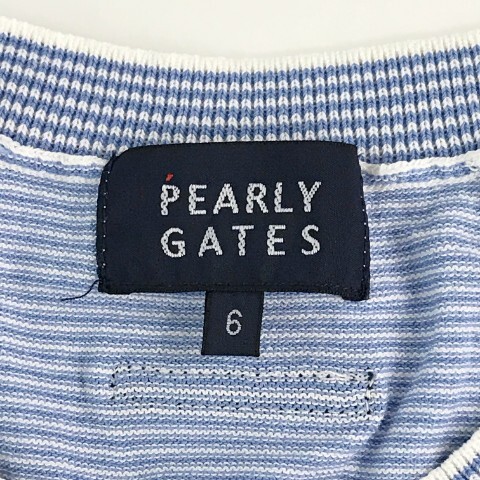 PEARLY GATES パーリーゲイツ コットンニットセーター ボーダー柄 ブルー系 6 [240101001752] ゴルフウェア メンズ_画像4