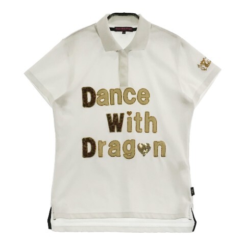 【1円】DANCE WITH DRAGON ダンスウィズドラゴン 半袖ポロシャツ ワッペン ロゴ ホワイト系 2 [240101057297] レディースの画像1
