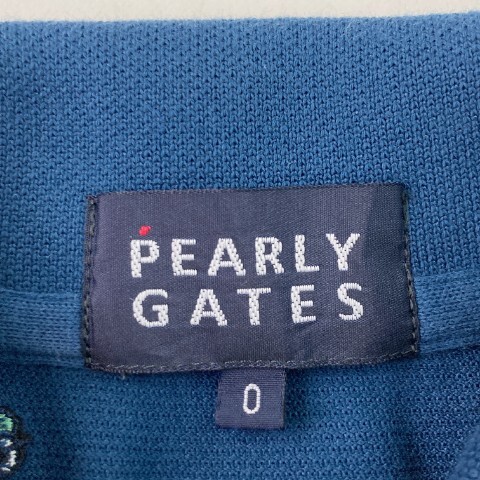 【1円】PEARLY GATES パーリーゲイツ 半袖ポロシャツ 刺繍 総柄 ブルー系 0 [240101064305] レディース_画像3