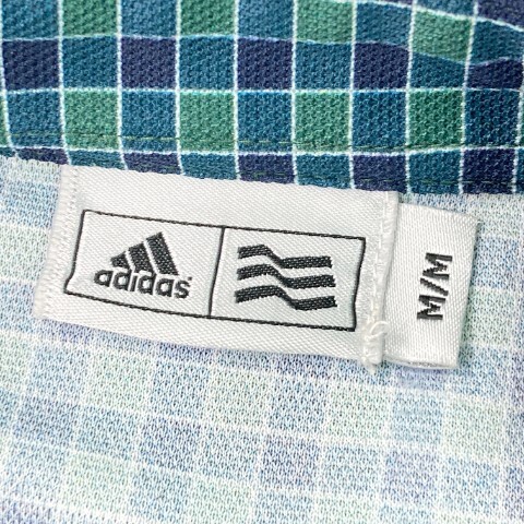 【1円】ADIDAS GOLF アディダスゴルフ 半袖ポロシャツ チェック グリーン系 M [240101001505] メンズ_画像6