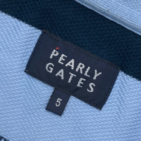 【1円】PEARLY GATES パーリーゲイツ 半袖ポロシャツ ボーダー柄 ブルー系 5 [240101060868] メンズの画像6