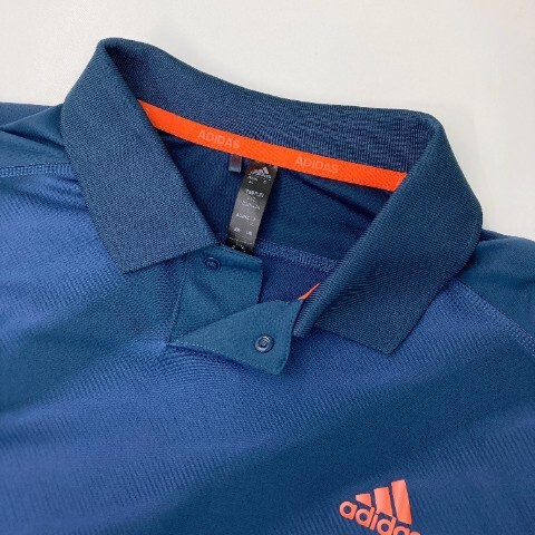 【1円】ADIDAS GOLF アディダスゴルフ 2022年モデル 半袖ポロシャツ グラデーション 総柄 ネイビー系 XL [240101064990] メンズの画像3