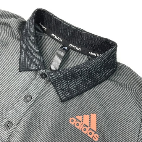 【1円】ADIDAS GOLF アディダスゴルフ 半袖ポロシャツ ボーダー柄 ブラック系 O [240101078593] メンズの画像3