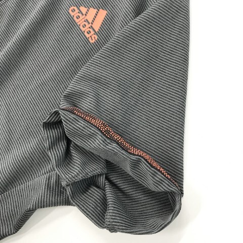 【1円】ADIDAS GOLF アディダスゴルフ 半袖ポロシャツ ボーダー柄 ブラック系 O [240101078593] メンズの画像4